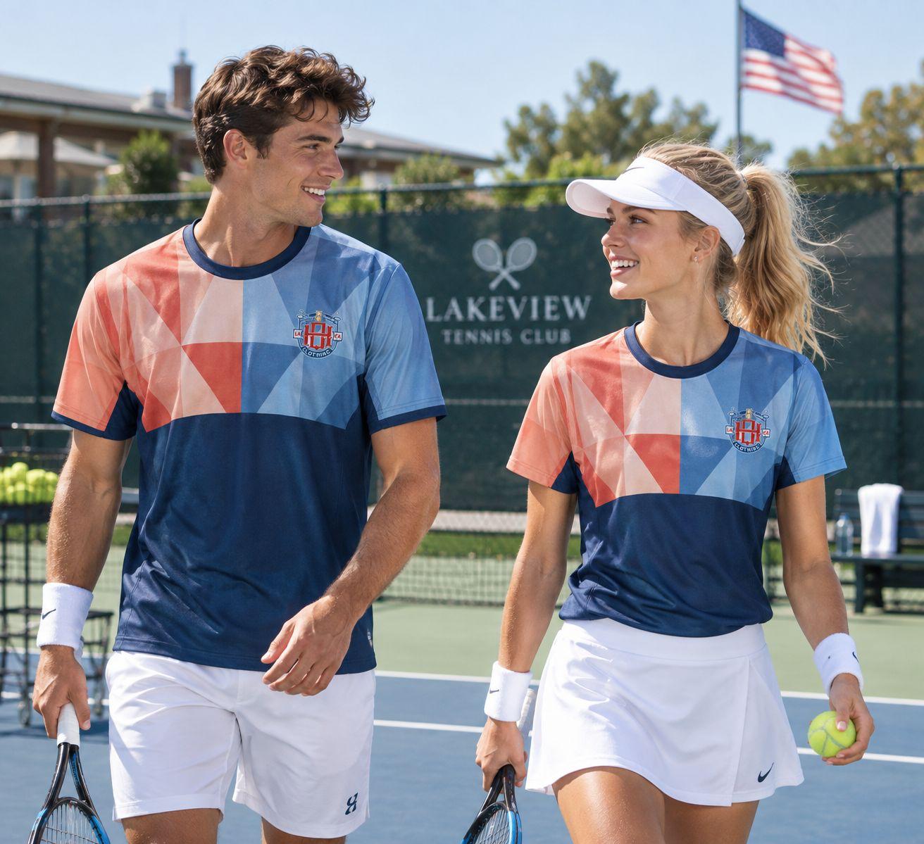 Crew neck performance shirt, tennis club design